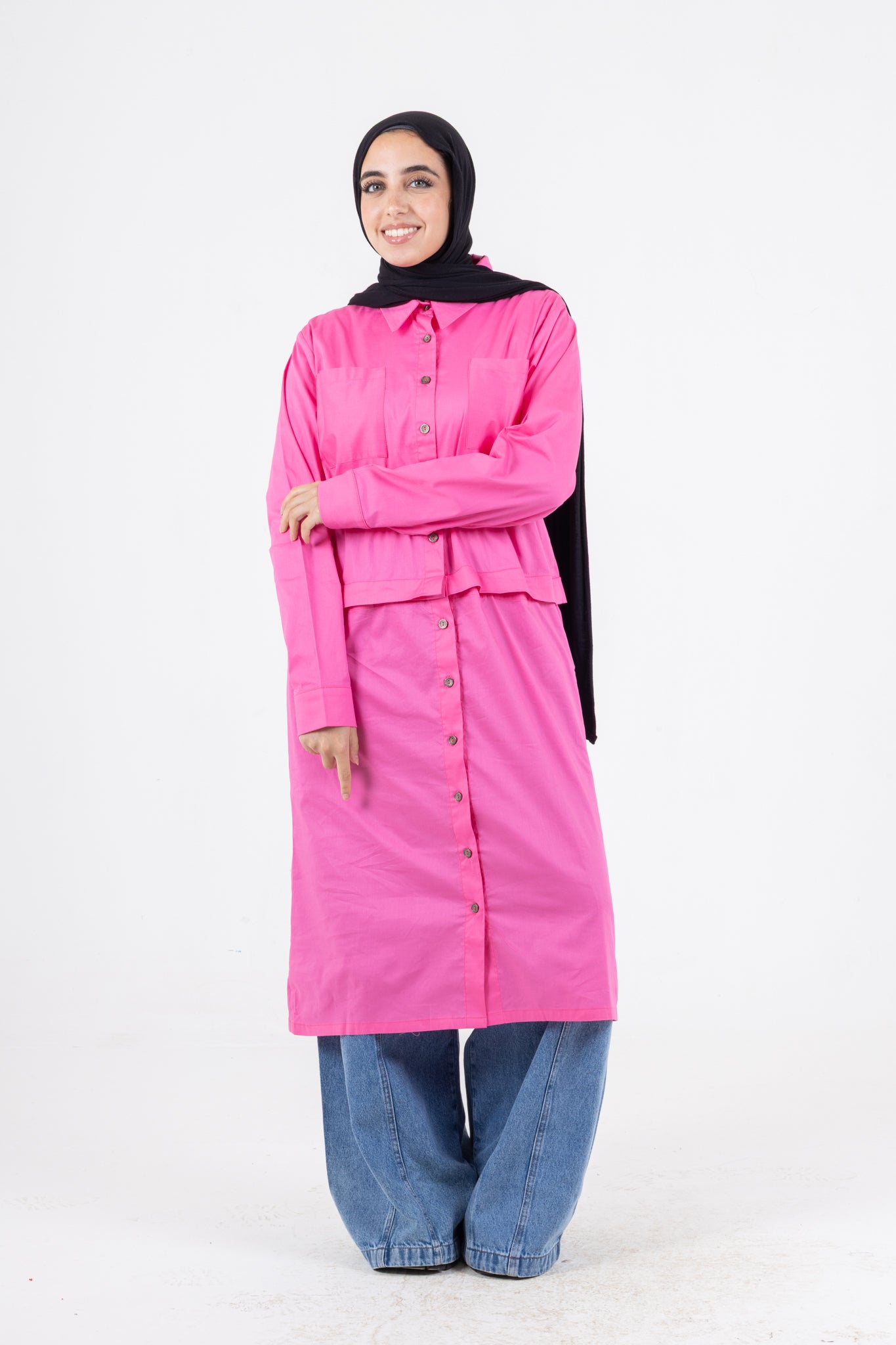 high &low poplin shirt