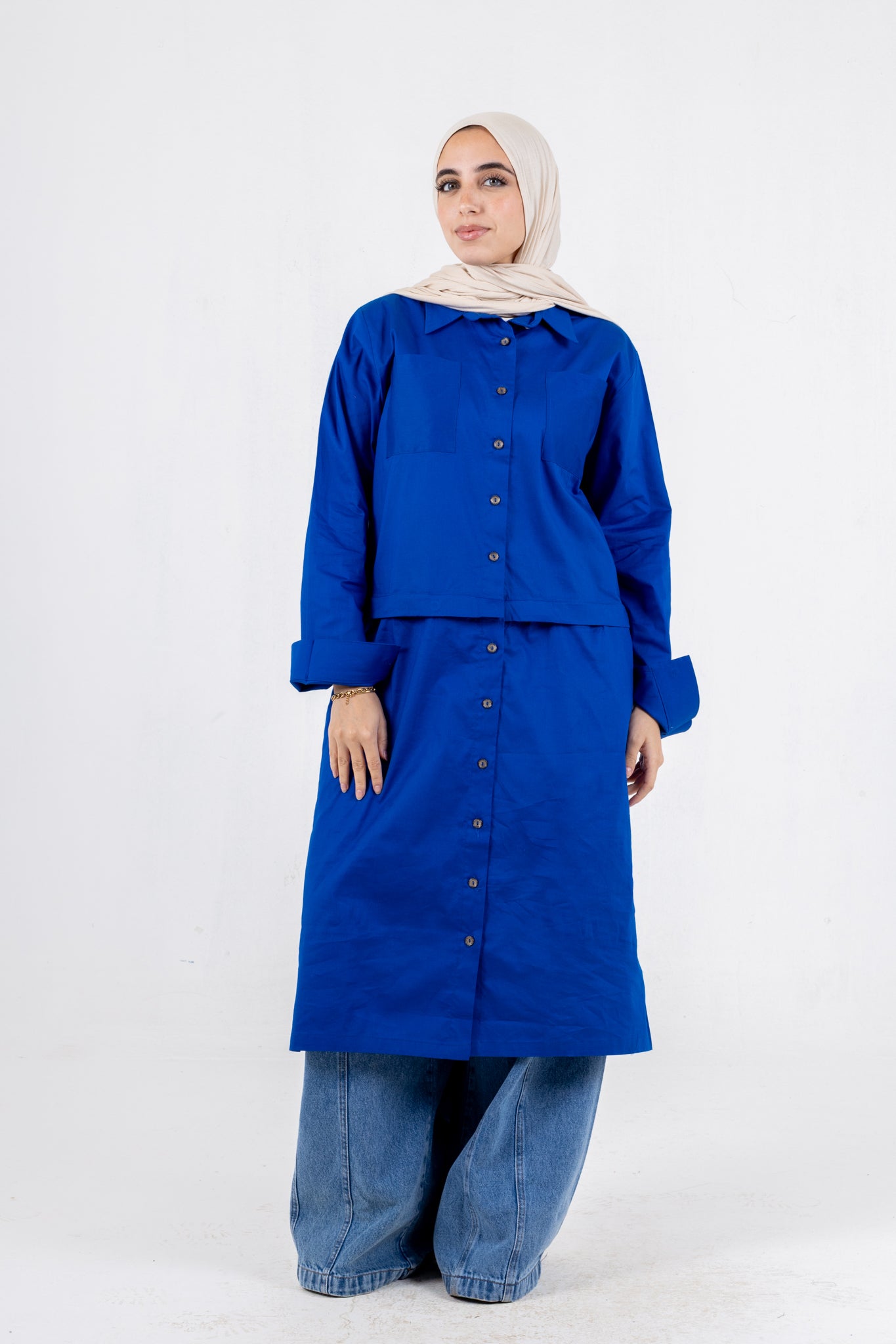 high &low poplin shirt