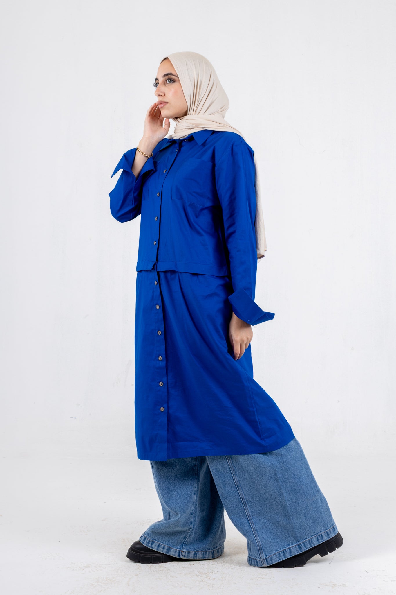high &low poplin shirt