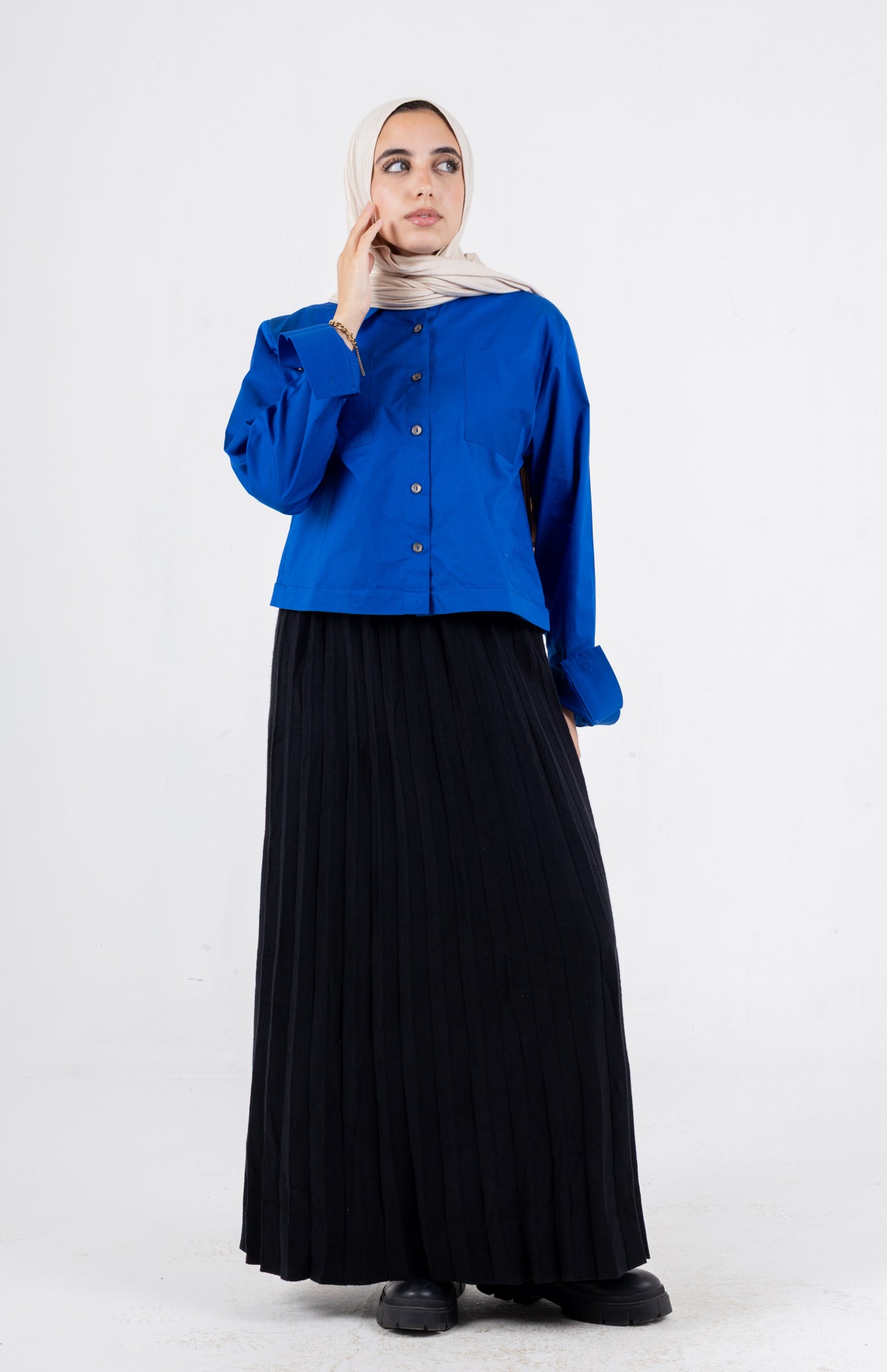 high &low poplin shirt