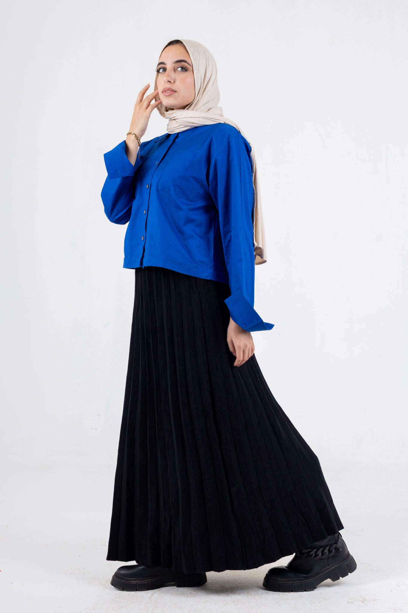 high &low poplin shirt