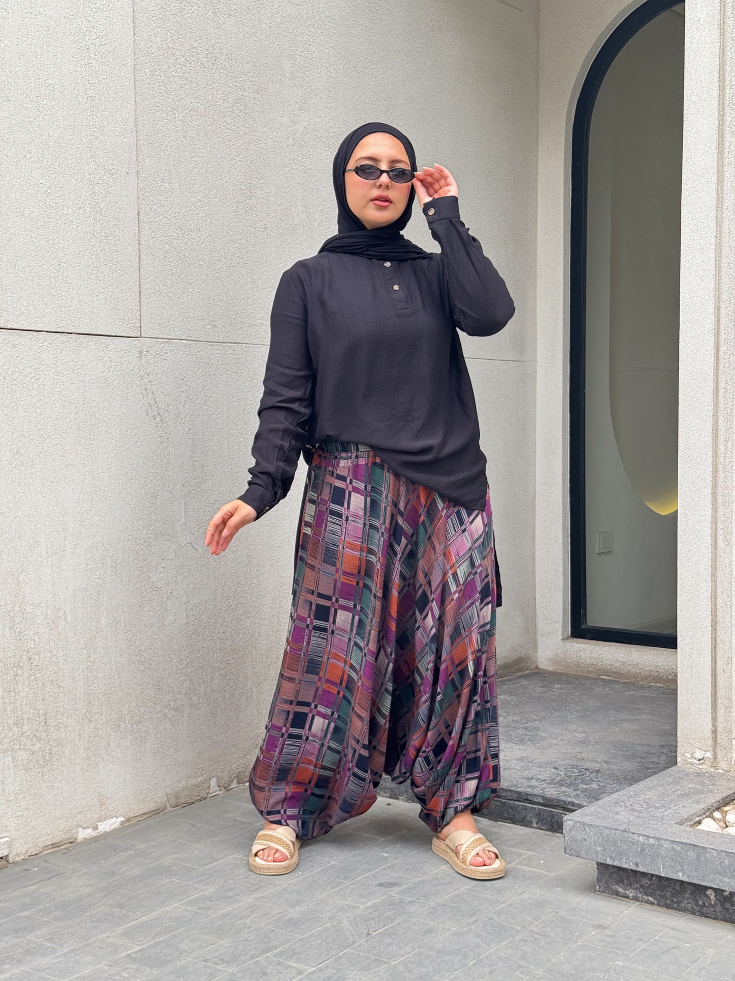 Checked Harem pants