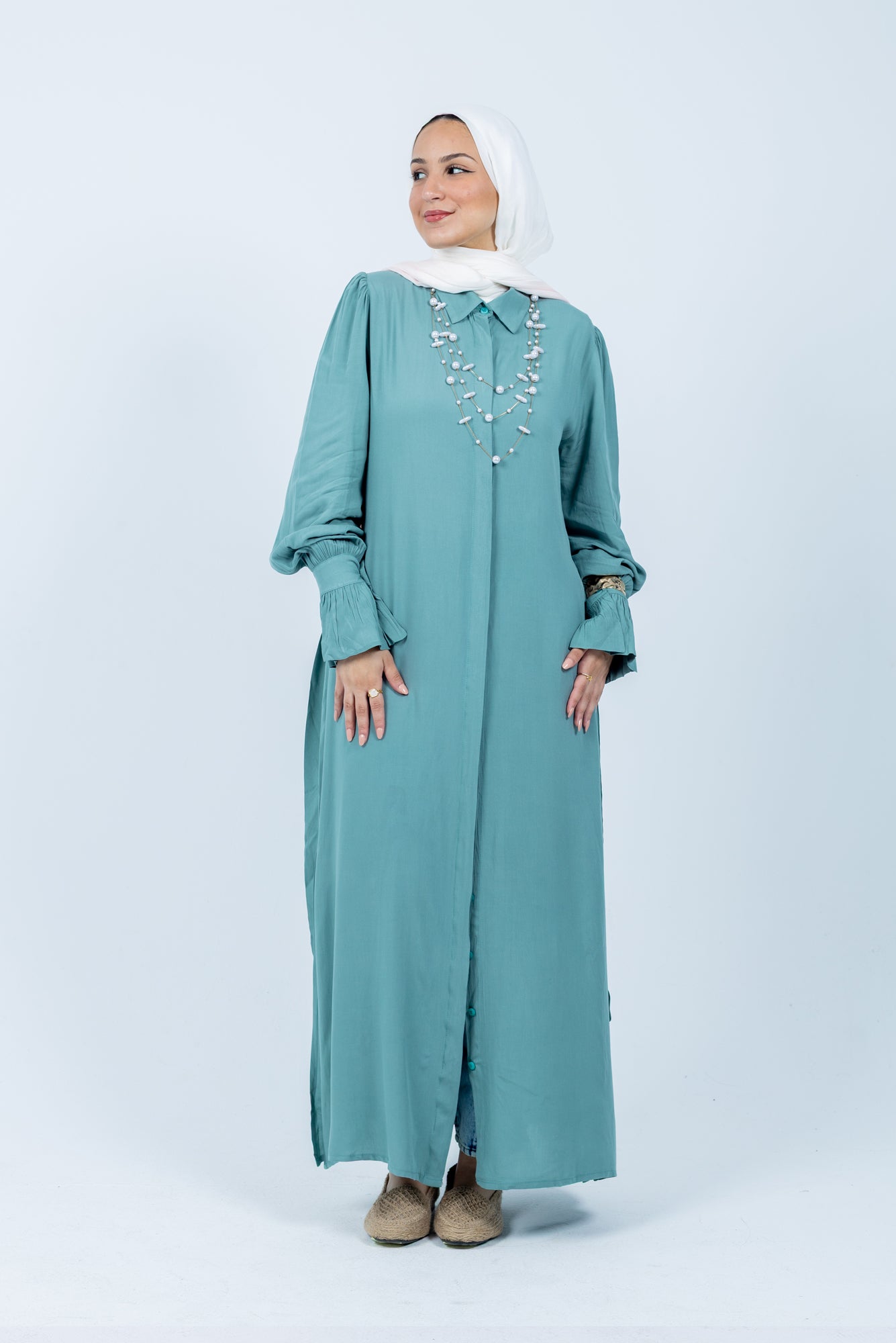 Fox coral shirt dress