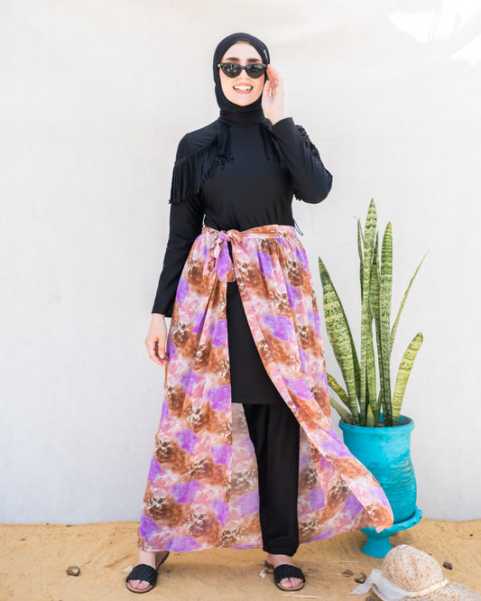 Printed chiffon wrapped skirt