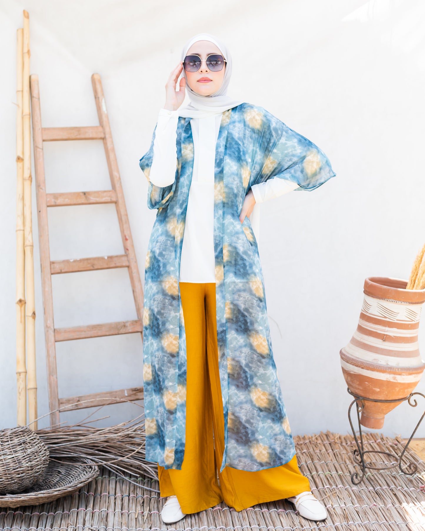 Printed chiffon Kimono