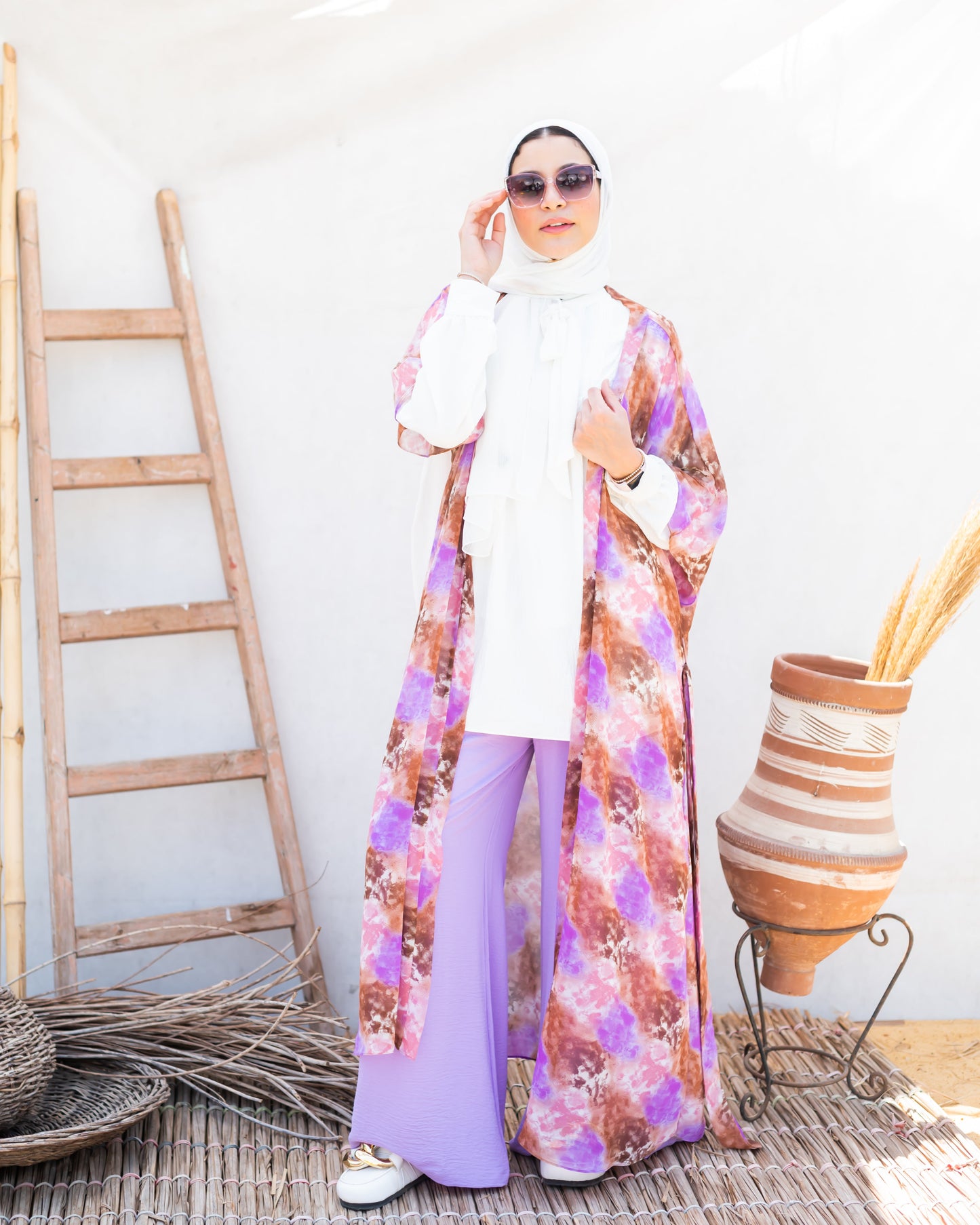 Printed chiffon Kimono