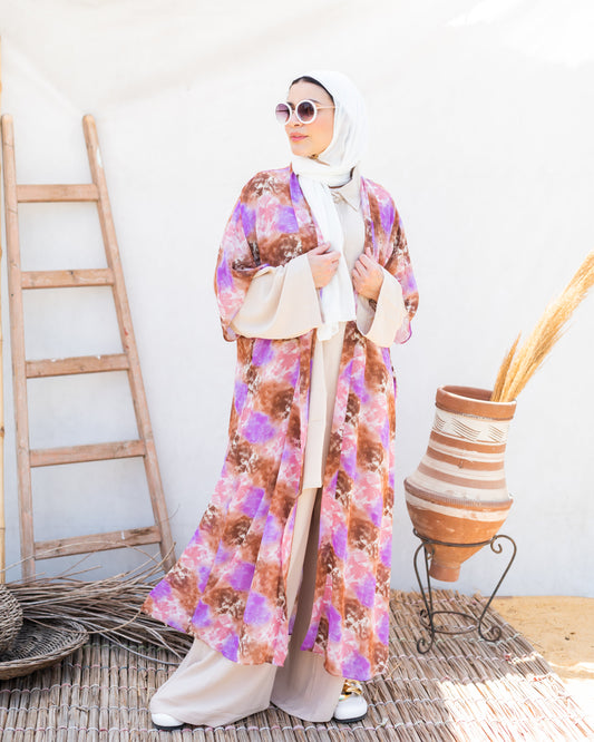 Printed chiffon Kimono