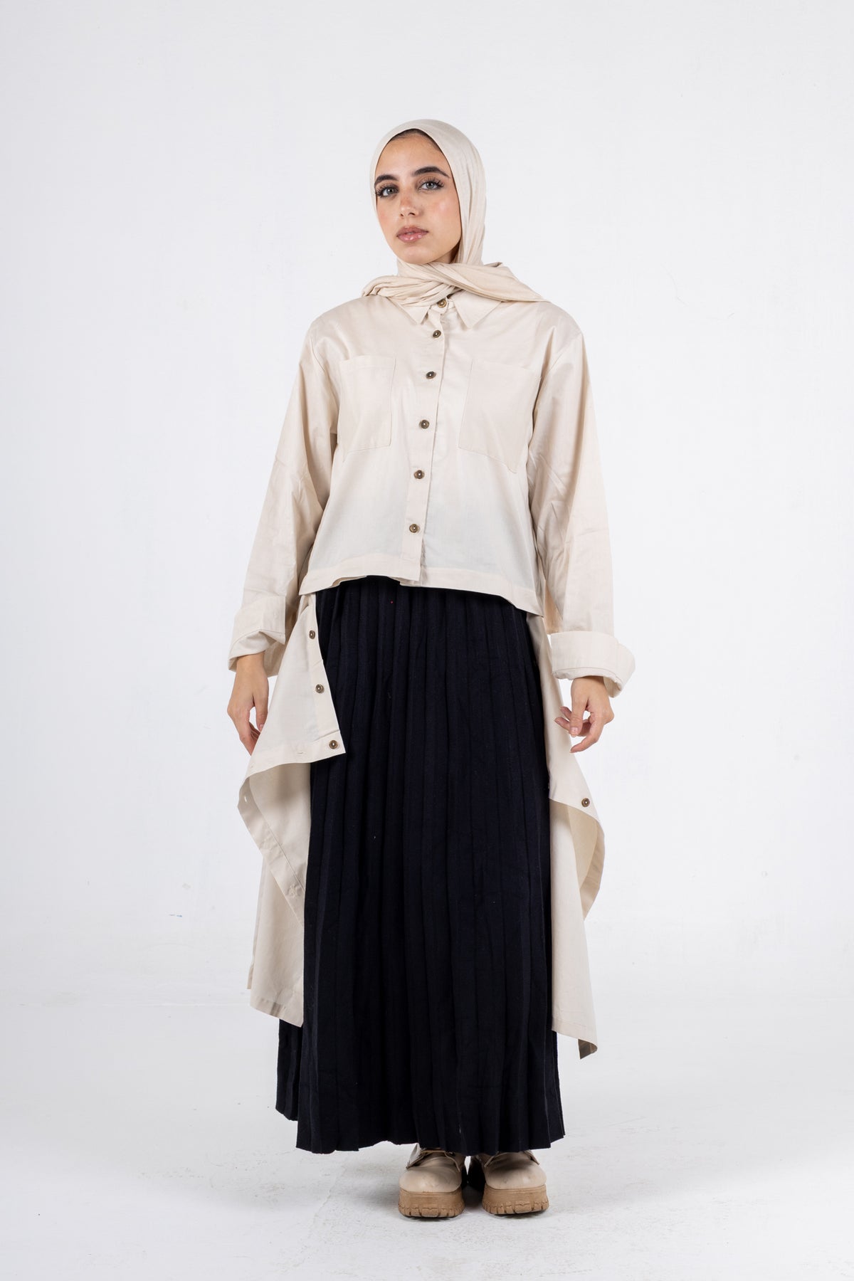 high &low poplin shirt