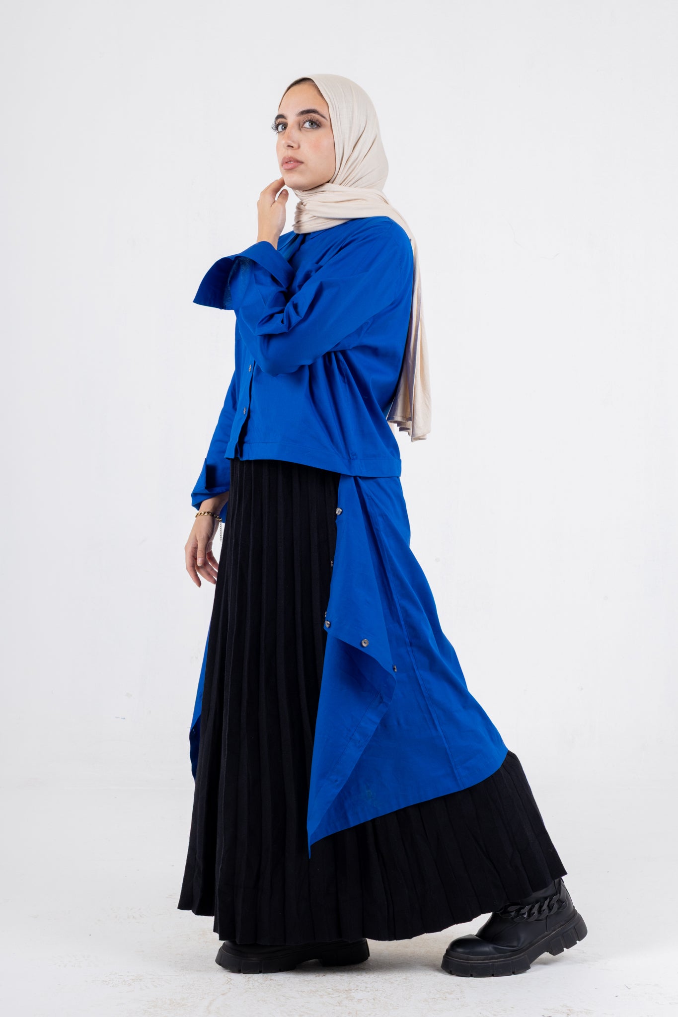 high &low poplin shirt