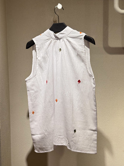 Embroidered linen blouse
