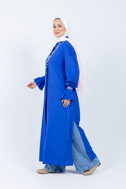 Fox coral shirt dress