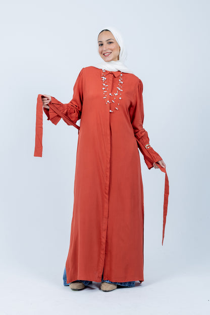 Fox coral shirt dress