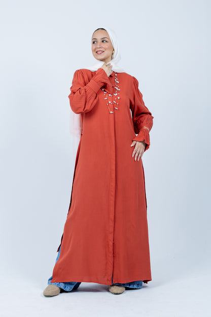 Fox coral shirt dress