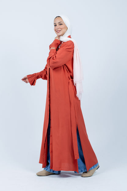 Fox coral shirt dress