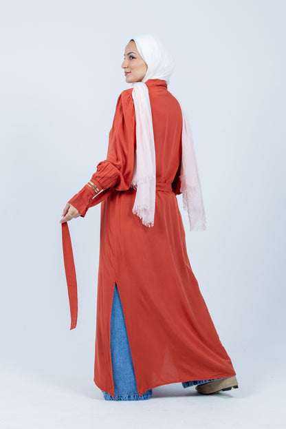 Fox coral shirt dress