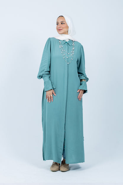 Fox coral shirt dress