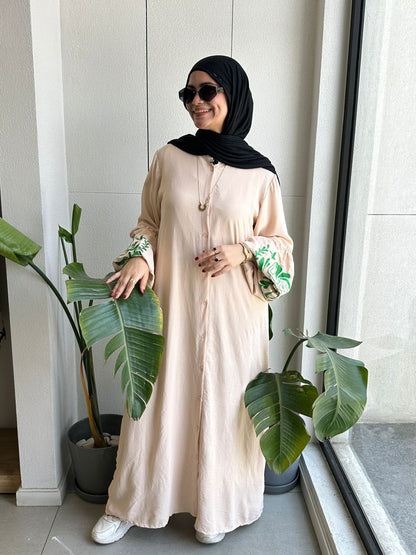 Shirt dress with braided belt
