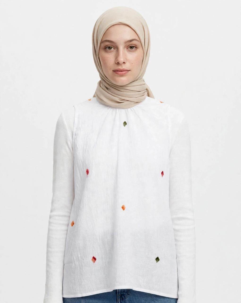 Embroidered linen blouse