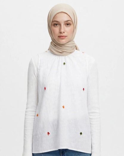 Embroidered linen blouse