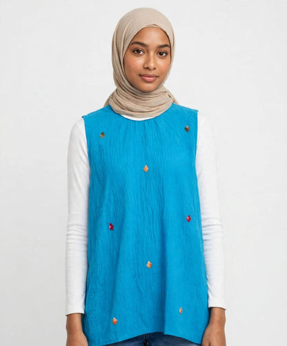 Embroidered linen blouse