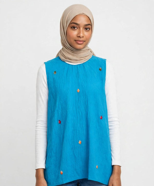 Embroidered linen blouse
