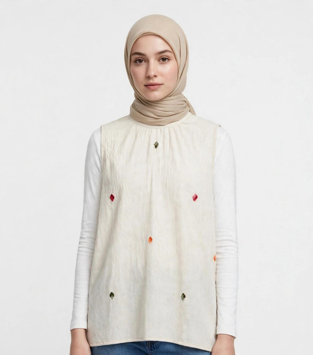 Embroidered linen blouse