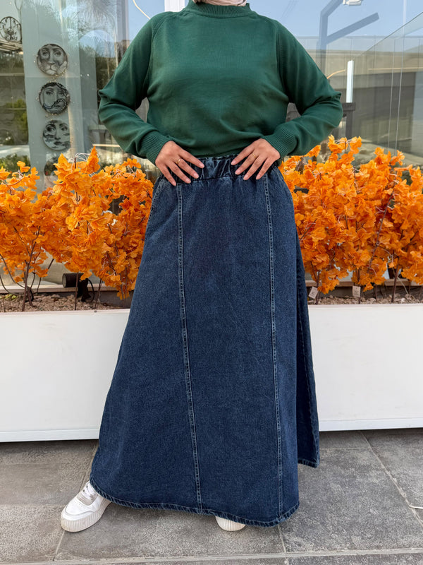 Denim flow skirt