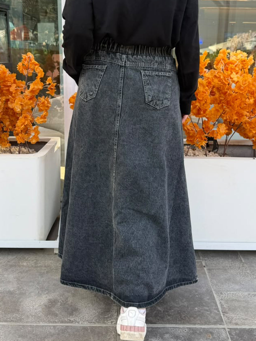 Denim flow skirt