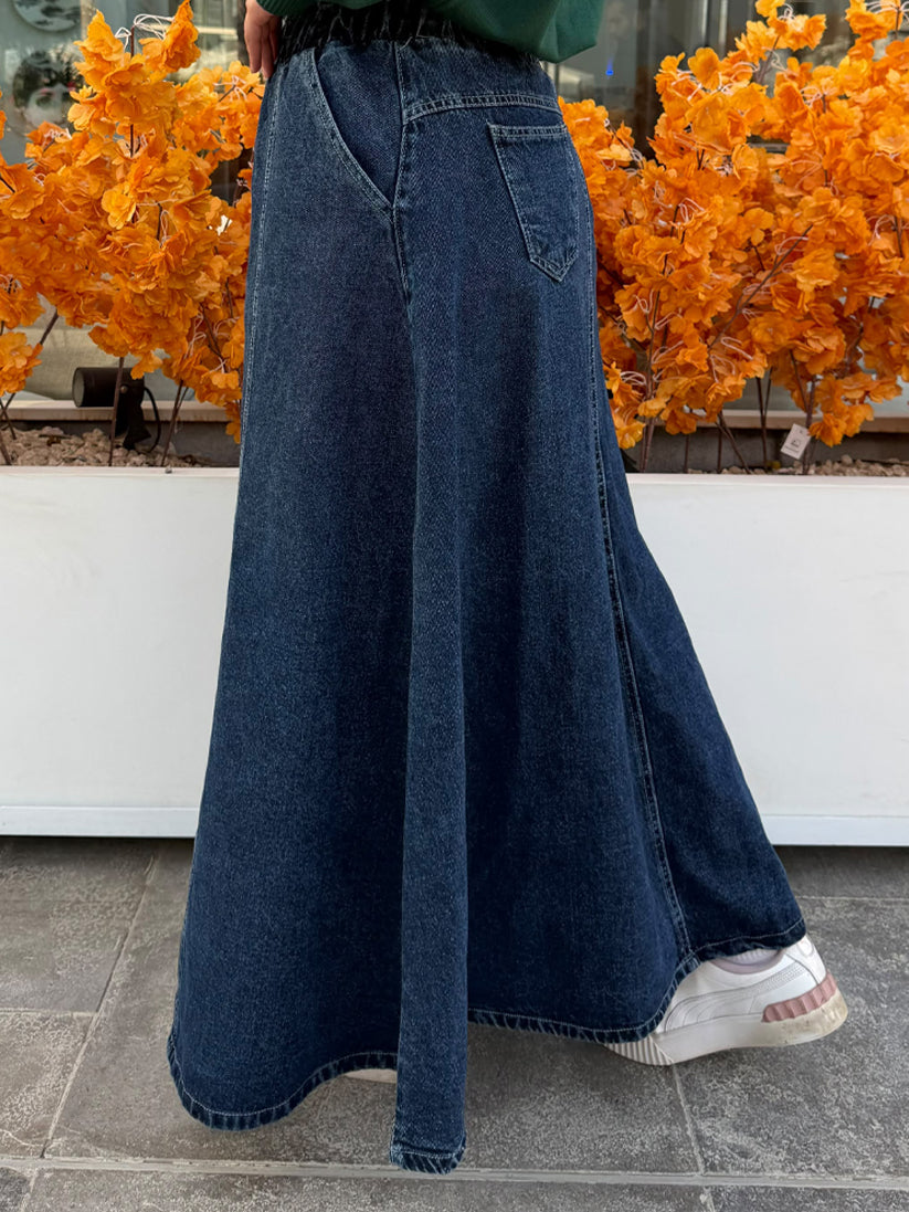 Denim flow skirt