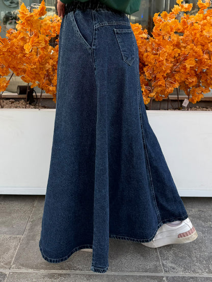 Denim flow skirt