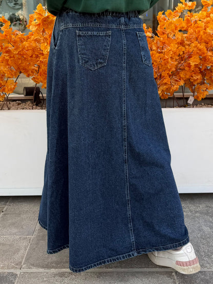 Denim flow skirt